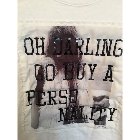Miele Oh Darling Go Buy A Personality T Shirt Size Small White Long Sleeve - Picture 3 of 4
